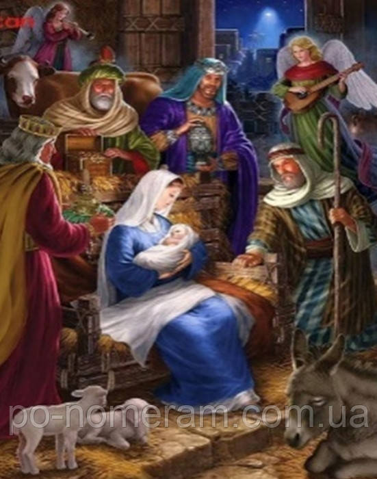 Алмазна картина Діамантові ручки Христос народився (GU_177254) 40 х 50 см (На підрамнику), фото 1