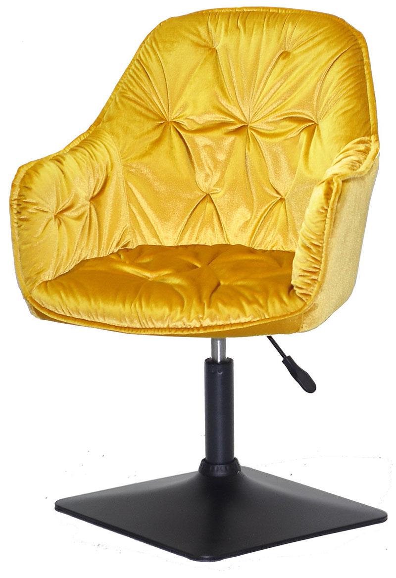 Крісло Mario 4 BK-Base жовтий Y-10 велюр чорна квадратна опора, поворотне з регулюванням висоти, фото 1