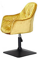 Крісло Mario 4 BK-Base жовтий Y-10 велюр чорна квадратна опора, поворотне з регулюванням висоти, фото 4