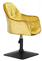 Крісло Mario 4 BK-Base жовтий Y-10 велюр чорна квадратна опора, поворотне з регулюванням висоти, фото 9