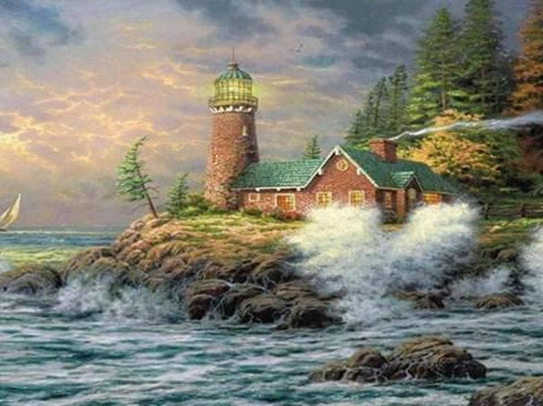 Картина алмазами Діамантові ручки Маяк (JA21276) (GU_178193) 21 х 25 см (Без підрамника), фото 1