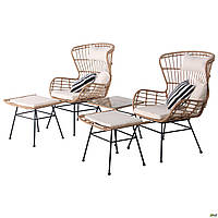 Комплект плетених меблів Casablanca крісла, пуф-столик для вітальні тераси