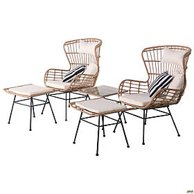 Комплект плетених меблів Casablanca крісла, пуф-столик для вітальні тераси