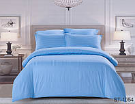 Страйп-Сатин постельное белье голубого цвета 1.5 спальное на молнии 150x215 LUXURY ST-1054