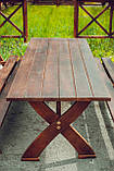 Дерев'яний садовий комплект 1,95м (Стіл та 2 Лавки) "Америка". Колір: Палісандр, фото 4