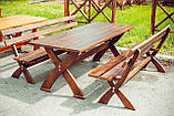 Дерев'яний садовий комплект 1,95м (Стіл та 2 Лавки) "Америка". Колір: Палісандр, фото 3
