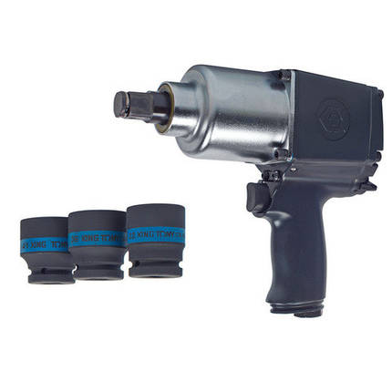 Пневматичний гайковерт 3/4" 1085 Нм, у комплекті 3 торцеві головки KING TONY P33621-075B, фото 1