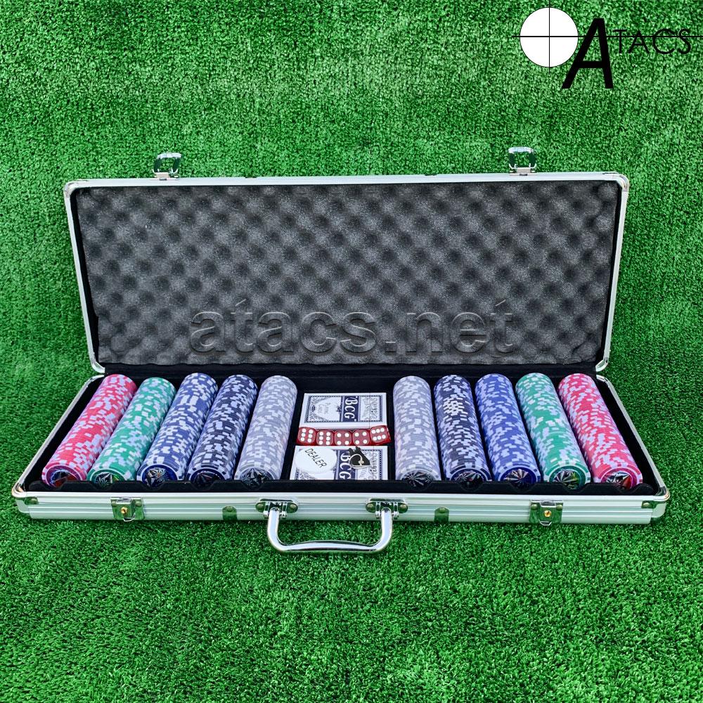 Покерный набор в алюминиевом кейсе на 500 фишек с номиналом (62x21x8см) №500N - фото 2 - id-p1519262954