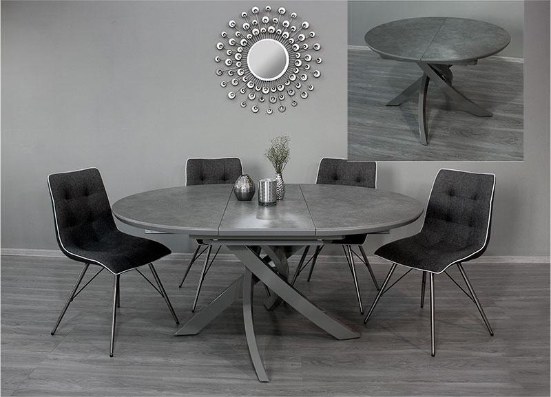 Стіл Caezar T-7479 кераміка сірий бетон Grey Matt Ceramic HY04 розмір 1200х1200 (+400)х760 мм