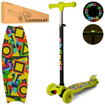 Дитячий триколісний самокат maxi JR 3-055-GR1-L, зеленого кольору з принтом