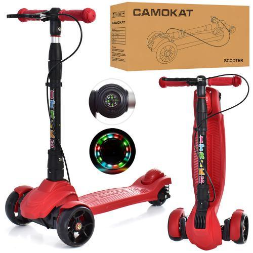 Дитячий триколісний самокат maxi JR 3-060-40-R, червоного кольору складаний