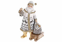 Декоративная статуэтка Санта Клаус белый с золотом 24 см