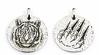 Чоловічий двосторонній срібний кулон жетон Тигр кігті 999 проба