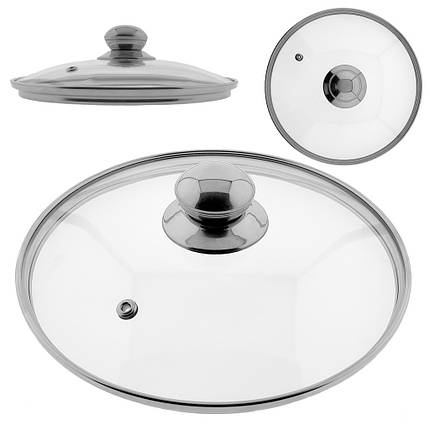 Кришка скляна для сковороди D22см + ручка нерж., фото 1