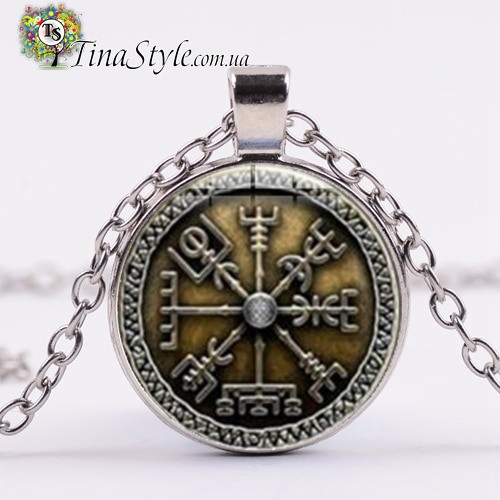 Підвіска амулет кулон Намисто Vegvisir з компасом вікінгів і Рунічний амулет, намисто з символом воїна, фото 1