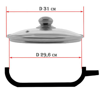 Кришка скляна для сковороди D30см + ручка нерж., фото 2