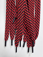 Шнурки плоский чехол поліестер 15мм червоний+чорний 1,25м
