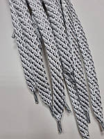 Шнурки плоский чехол поліестер 15мм білий+срібло 1,25м