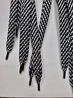 Шнурки плоский чехол поліестер 15мм чорний+срібло моток 1,25м