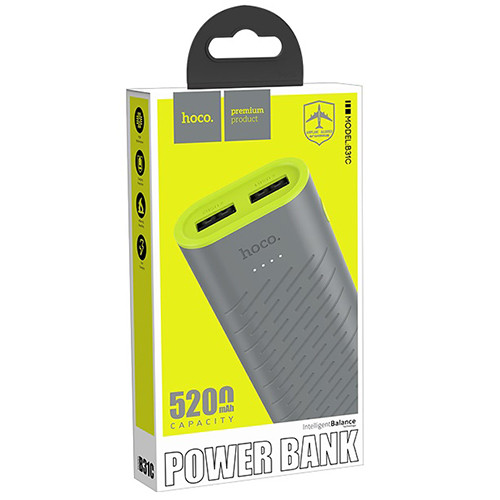 Додаткова батарея Power Bank Hoco B31C "Sharp" 5200 mAh (Сірий) - фото 4 - id-p1508995768