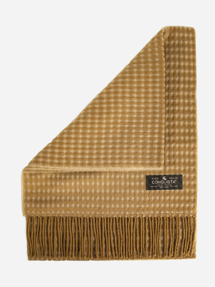 Теплий шарф в клітку ісп. conquista light brown and beige