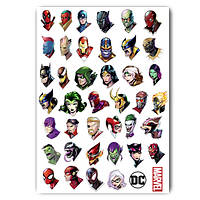 Стикеры марвел Marvel DC ДиСи комикс А3 лист (stik_097)
