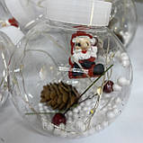 Новорічна гірлянда штора прозорі кулі з наповненням дід-мороз 200 LED ( мультиколір) copper ball 10 куль, фото 2
