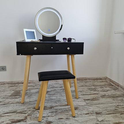 Купить Туалетный столик с круглым зеркалом, табуретом и подсветкой для ...