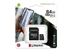 Картка пам'яті 64GB Kingston CANVAS Select Plus microSDXC Class 10