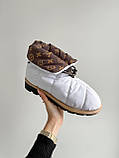 Черевики зимові жіночі білі LV теплі дуті чоботи дутики Луї вітон стьобані, фото 5