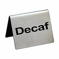 Настольная металлическая Табличка "Decaf" на стол размер 5*4 см серебристая