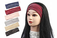 Повязка для волос женская в полоску цветная (упаковка 12 шт)