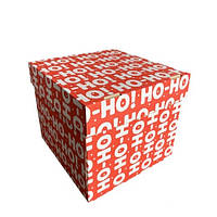 Новогодняя коробка" Ho-Ho" красная (22*22*20 см.)