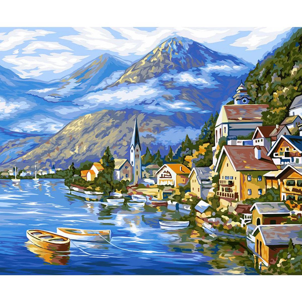Алмазна мозаїка SANTI "Містечко біля озера", 40*50см на підрамнику