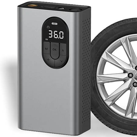 Акумуляторний автомобільний насос компресор портативний для підкачки коліс в авто, мотоциклі Baseus Сірий (CRCQB02-0A), фото 2