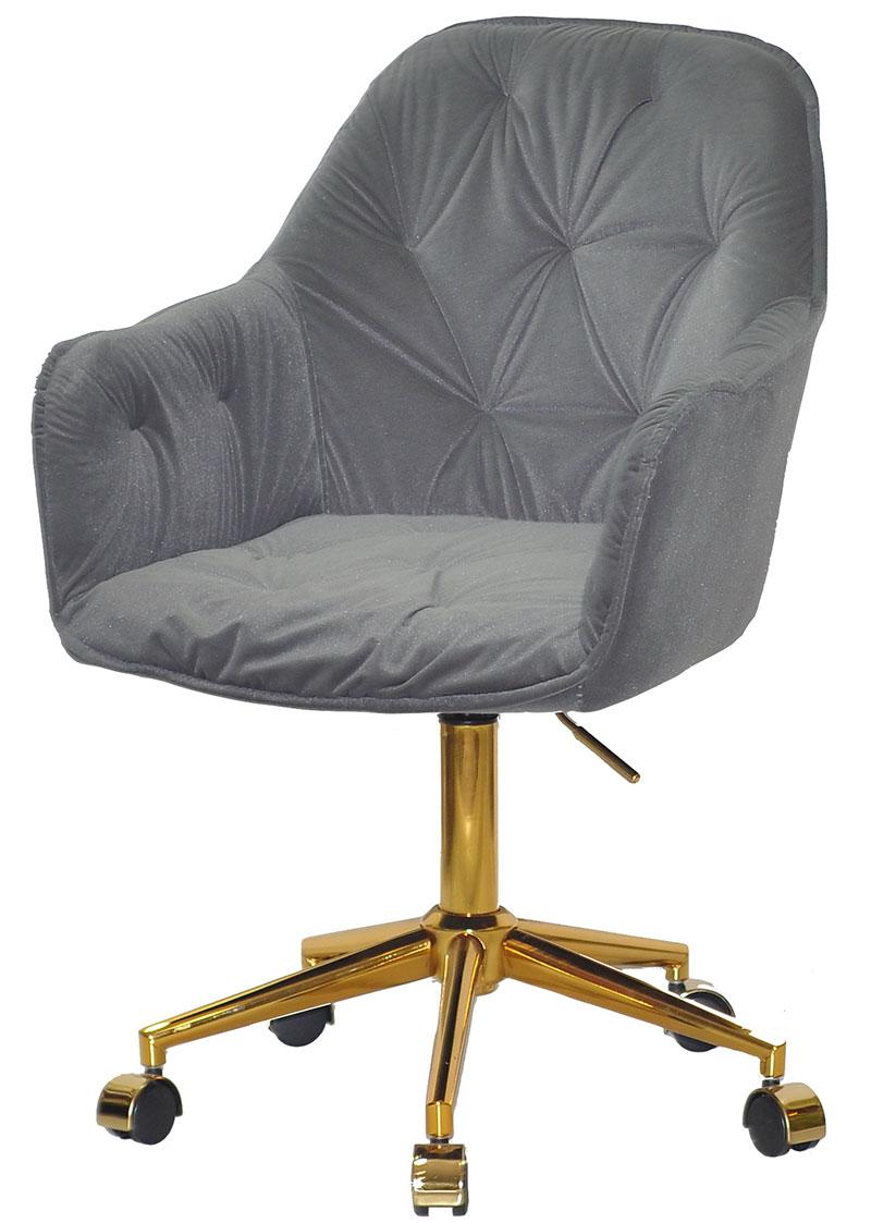 Крісло Mario GD Modern Office велюр сірий B-1004 золота хрестовина з коліщатками, фото 1