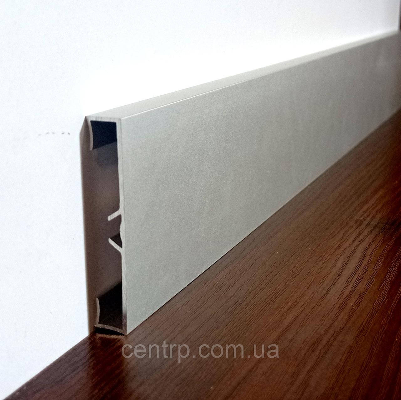Дизайнерський алюмінієвий плінтус BEST DEAL 1/60 накладний, висота 60 мм, L-2,5 м срібло анод