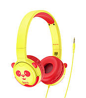 Наушники накладные проводные HOCO W31 PANDA Cheerful Headphones Желтый/ Красный (W31Yellow)