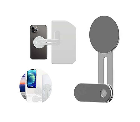 Тримач магнітний на ноутбук для IPhone 12/ 13 WiWU ZM306 Magnetic Phone Stand Сріблястий (ZM306), фото 1