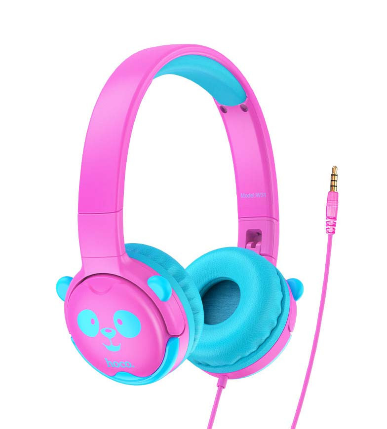 Навушники накладні провідні HOCO W31 PANDA Cheerful Headphones Рожевий/ Блакитний (W31ROSE)