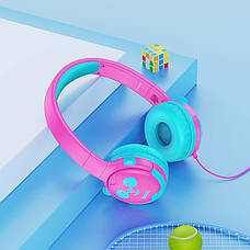 Навушники накладні провідні HOCO W31 PANDA Cheerful Headphones Рожевий/ Блакитний (W31ROSE), фото 5