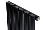 Вертикальний дизайнерський радіатор опалення ARTTIDESIGN Rimini 6/1800/354 чорний матовий, фото 5