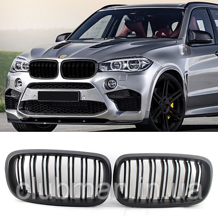 Решітка ноздрі BMW (БМВ) X5 F15 X6 F16 Матова 2 ребра, фото 1