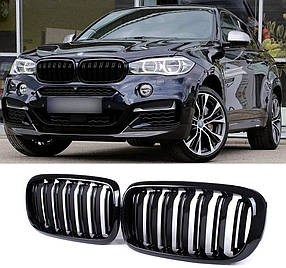 Решітка радіатора ноздрі для BMW (БМВ) X5 X6 series F15 F16 (2013-2018) Глянець 2 ребра (51712334708)