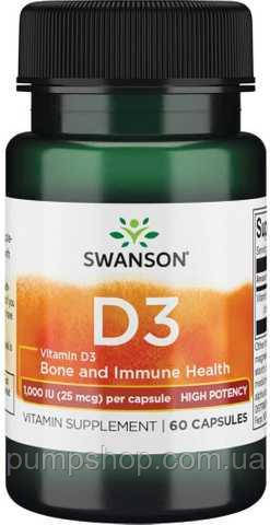 Витамин D3 Swanson Vitamin D3 1000 IU 60 капс.
