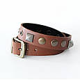 Браслет-обгортка шкіряний з конусними заклепками та люверсами регулюється пряжкою, фото 4