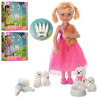 Лялька DEFA 13см з собачкою, цуценятами 3шт та аксесуарами