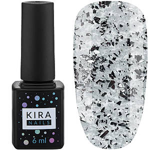 Топ для гель-лаку Kira Nails Top SILVER SHARD No-wipe, 6 мл срібна слюда