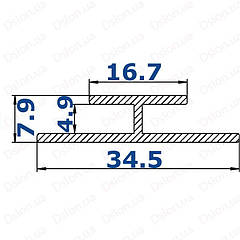Профіль алюмінієвий грибок рівний (16,7*34,5*1,5) без покриття