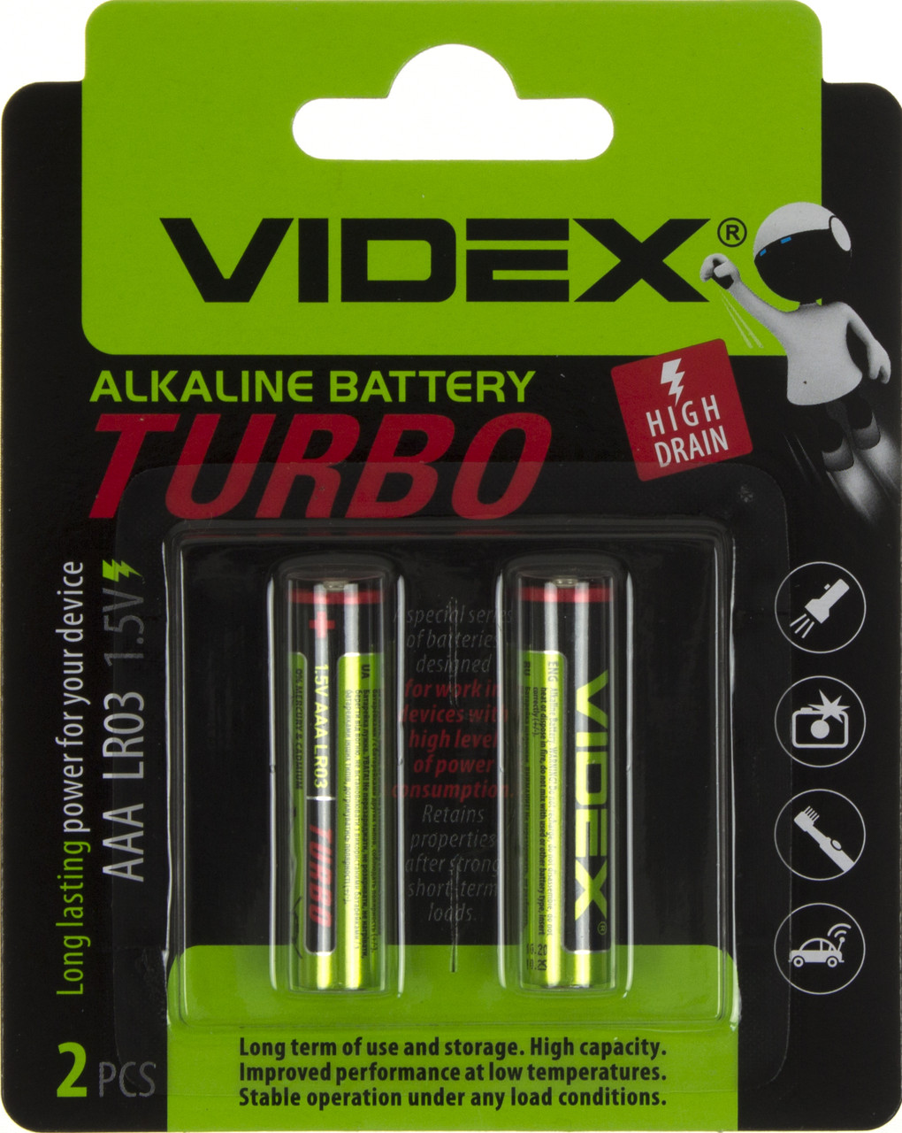 Батарейки Videx Turbo LR-03/блістер 2шт (10)(180), фото 1